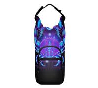 Water Bottle Sling Sleeve Bag, Bottle Carrier Holder Case Cover with Removable Strap Travel Cup Mug Storage with Pockets Bright Blue Neon Signs of the Zodiac Cancer on Dark