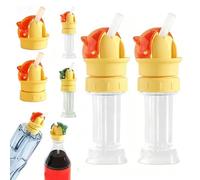 Water Bottle Spout Conversion Cap with Straw, Soft Silicone Straws Makes Drinking on the Go, Adapter for Plastic Bottles, Reusable Liquid Caps Straw Lid, Universal Soda Can Lids Spouts (2 pcs red)
