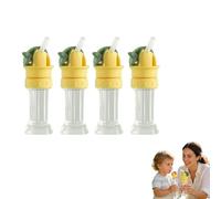 Water Bottle Spout Conversion Cap with Straw, Soft Silicone Straws Makes Drinking on the Go, Reusable Liquid Caps Straw Lid, Adapter for Plastic Bottles, Universal Soda Can Lids Spouts (Green,4 PC)