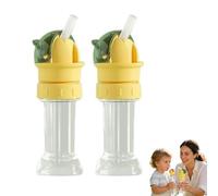 Water Bottle Spout Conversion Cap with Straw, Soft Silicone Straws Makes Drinking on the Go, Reusable Liquid Caps Straw Lid, Adapter for Plastic Bottles, Universal Soda Can Lids Spouts (Green,2 PC)