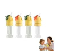 Water Bottle Spout Conversion Cap with Straw, Soft Silicone Straws Makes Drinking on the Go, Reusable Liquid Caps Straw Lid, Adapter for Plastic Bottles, Universal Soda Can Lids Spouts (Mix,4 PC)