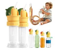 Water Bottle Spout Conversion Cap with Straw | Universal Fit for Juice & Water Bottles | Spill-Proof Flip Top Cover for Toddlers & Children, 2 in 1 Kids Water Bottle Spout Adapter (2PCS-Green)