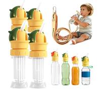 Water Bottle Spout Conversion Cap with Straw | Universal Fit for Juice & Water Bottles | Spill-Proof Flip Top Cover for Toddlers & Children, 2 in 1 Kids Water Bottle Spout Adapter (4PCS-Green)