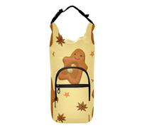 Water Bottle Storage Bag Cute Christmas Snowflakes Gingerbread Brown Yellow Stylish Water Carrier for Hiking Backpack Water Bottle Holder,Fits 20 oz, 24 oz, 32 oz,40 oz bottles