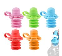 Water Bottle Topper, Silicone Spout Lid, Spill-Proof Cover, Leakproof Mouth Protector, 5-Pack Travel Drink Cap Set, Perfect for Kids Toddler, School Road Trip Picnic Use, 5cm Multicolor