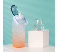 Water BottleSports 2 Litre Time Scale Water Bottle, Outdoor Large Capacity Water Bottle with Flip Top Lid And Straw Strainer BPA free bottle water. (Blue & Orange)