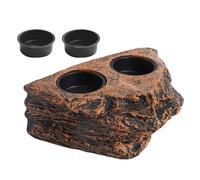 Water Bowl for Reptile Tank, Reptile Food Dish - 2 Cups Rock Beards Dragon Bowl - Aquarium Decoration, Turtle Habitat, Animal Feeding Table, Feeder Tray Accessories for Spider Snake