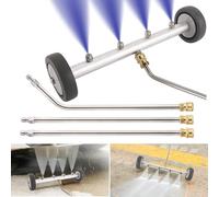 Water Broom for Pressure Washer, Dual-Function Undercarriage Cleaner 16 Inch Underbody Car Wash Water Broom 4 Nozzles with 3 Pieces Extension Wand 4000 PSI (Silver)