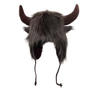 Water Buffalo Hat | Plush Hat with Earmuffs and Horns | Ears Hats for Halloween, Gift for Men and Women for Animal, Cosplay, Festival, Theme, Adventure