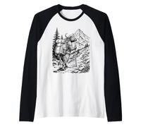 Water Buffalo Hiking Backpack Mountain Trail Camping Raglan Baseball Tee