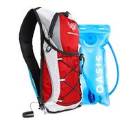 Water Buffalo Hydration Pack Backpack - Water Backpack - 2L Water Bladder (Red/White)