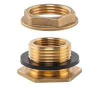 Water Butt Connector Adapter Tank Fitting 1/2" - 2" Barb Straight 90 Pipe Outlet (Brass, 1")