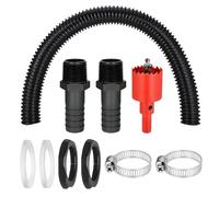 Water Butt Connector Kit, 1m Flexible Connection Hose, 2PCS Water Butt Connection 25mm, 2 Rubber Seal 2 Hose Clamps, Rain Butt Connector for Rainwater Barrels