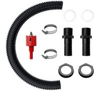 Water Butt Connector Kit, 2pcs 25mm Bulkhead Fittings, 50cm Flexible Hose, 32mm Hole Opener, Leak-Proof Tank Linking Set for Rain Barrels Water Storage Tanks