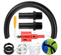 Water Butt Connector Pipe Link Kit with 2 Rubber Seal & 2 Hose Clamps, 25mm Flexible Connection, 100 cm Conection Hose for Fitting Joining 2 Water Storage Tanks, Rain Barrels Together