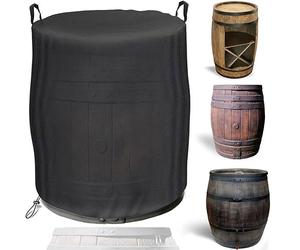 Water Butt Cover, Waterproof, 420D Oxford Full Tarpaulin, Suitable for Slim Rain Barrel, Wine Barrel, Windproof, Winterproof, Weatherproof, UV-Resistant (80 x 80 x 120 cm)