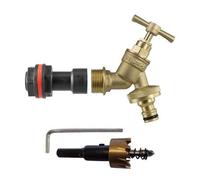 Water Butt Extension Kit 3/4" BSP with Brass Quick Connect Tap and 27mm Hole Saw - 50mm Outlet Extension Connector, Back Nut and Sealing Washers for Rain Barrel Tank Hose Connection and Irrigation