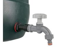 Water Butt Extension Kit 3/4" BSP with Grey Dial Tap and Quick Connector - 50mm Outlet Extension Male to Female Adapter, Back Nut and Washers for Rain Barrel Tank Hose Connection and Irrigation