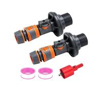 Water Butt Feed-Through with Stopcock, Tank Fitting 3/4 Inch X 16 mm Male Thread & Quick Connector (Pack of 2)