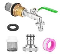 Water Butt/Rain Barrel Outlet 3/4 inch Hole Adaptor, 3/4 Inch IBC Water Butt Tap with Filter Plug, Garden Tap Kit, Outdoor Tap Kit, Outlet Faucet for rain Barrels, Water Tanks, cisterns (Green)