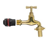 Water Butt Replacement Tap Solid Metal Lever UK Bib Outlet Barb Quick Hosepipes 1/2" & 3/4 (Brass Bib + 13mm Barb, 1/2")