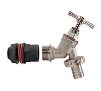 Water Butt Replacement Tap Solid Metal Lever UK Bib Outlet Barb Quick Hosepipes 1/2" & 3/4 (Nickel Plated Brass Bib (Barbed), 1/2")