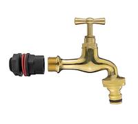 Water Butt Replacement Tap Solid Metal Lever UK Bib Outlet Barb Quick Hosepipes 1/2" & 3/4 (Polished Brass Bib (Quick Connector), 1/2")