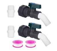 Water Butt Tap 3/4" NPT Water Barrels PVC Garden Diverter Kit with Bulkhead Fitting PVC Faucet Quarter Turn Ball Valve Spigot for Water Tanks Aquariums Tubs Pool Garden Barrel