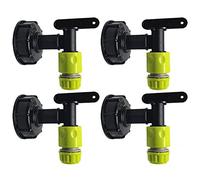 Water Butt Tap, 4PCS Water Butt Tap with IBC Tank Adapter S60x6 &Hose End Connector, 3/4" Thread Water Butt Storage Tank Hose Fitting Parts for Home Garden Water Connectors