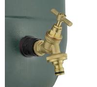 Water Butt Tap Kit - 1/2 BSP Male to Female Connector - Brass Bib Tap 1/2 BSP Inlet with Snap On Click Lock Hose Outlet - Washer Back Nut Seal - Rain Barrel Tank Outlet - Hozelock Gardena Compatible