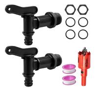 Water Butt Tap Replacement Kit, Plastic Water Butt Tap with Thread Sealing Tape, 11-Piece Set for Rainwater Harvesting and Garden Irrigation, Includes 25mm Hole Saw and Installation Components