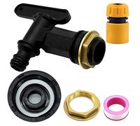 Water Butt Tap with IBC Tank Adapter S60x6 &Hose End Connector,Plastic Snap Fit Water Butt Rain Barrel Tap,3/4" Thread Water Butt Storage Tank Hose Fitting Parts for Home Garden Water Connectors