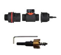 Water Butt Valved Connector Kit Valve Drill Bit Set Rainwater Storage Tank 3/4" Garden Hose Pipe Connecting (Valve 3/4" BSPM + Connector 3/4" BSPF-4mm Tube)