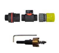 Water Butt Valved Connector Kit Valve Drill Bit Set Rainwater Storage Tank 3/4" Garden Hose Pipe Connecting (In Line Valve + Female Quick Connector (Lime))
