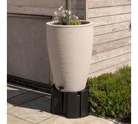 Water Butts Direct 120L Water Butt Planter Kit - Decorative Garden Water Barrel with Stand, Universal Diverter & Hose Connector Tap PLUS FREE 500ml Water Butt Treatment (Ash)