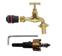 Water Butts Kit 1/2" With Polish Brass Tap 19mm Outlet and Drill Bit - for Rainwater Harvesting, Garden Irrigation, and Greenhouse use