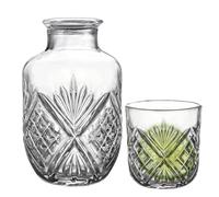 Water carafe with drinking cup, drinking mouth water dispenser, bedside table water carafe drinking glass - for liquids, wine, at the table, in the bathroom, at home, in the kitchen, at food and at