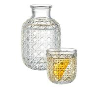 Water carafe with drinking cup, transparent drinking carafe, bedside table, water carafe, drinking glass, for wine and other liquids in the bedroom, bathroom as well as at home in the kitchen when