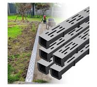 Water Channel Gutter Drain Outdoor, Garden Slim Long Sewer Pipe 2 2.9 3.9 inch Wide, Jointable Pool Deck Cap, U - Shape Plastic Drainage Ditch with Metal Grate