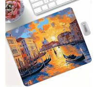 Water City Venice Mouse Mat with Stitched Edges, Waterproof Mouse Pad for Computer Mice, Non-Slip Rubber Base Desk Mat, Improves Speed and Accuracy, Wear-Resistant Home, Office, PC 320x260x3mm d0d-485