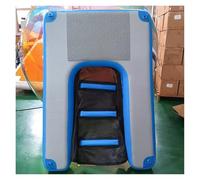 Water Climbing Ladder, Inflatable Dogs Pool Floaty-Foldable & Portable, Large Non-Slips Boat Ramp Steps for Dogs Up to 60 Kg with Pump & Traction Rope (Blue)