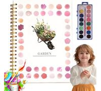 Water Color Workbook, Hugs Garden Beginner-Friendly Watercolor Workbook, Hugs Garden Nature Scenes Paint Set Art Crafts, with 12 Colors Paint Set with Paint Brush for Adults/Kids (B)