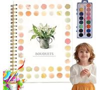Water Color Workbook, Hugs Garden Beginner-Friendly Watercolor Workbook, Hugs Garden Nature Scenes Paint Set Art Crafts, with 12 Colors Paint Set with Paint Brush for Adults/Kids (D)
