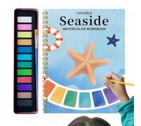 Water Color Workbook - Watercolor Workbook with 12 Colors Paints - Kit Drawing Supplies Coloring Beginners Teens Home Learning Travel School Art Class