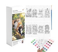 Water Colouring Book - Doodle Workbook Set | Cute Animal Motif Watercolour Painting and Activity Book - for Girls Adults Students Home Travel School Nursery Playroom Dorm