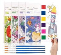 Water Colouring Book for Children, Painting Watercolour Paint Set Paper with DIY Brushes and Pigment, Magic Book Arts and Crafts Gift for Toddlers Boys Gilrs Ages 5, Flowers