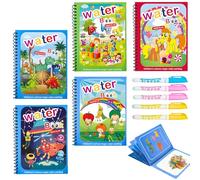 Water Colouring Books, 5 Pack Reusable Magic Painting Gifts with Water Pens, Mess Free Cartoon for Children, Educational Learning Doodle Toys for Travel Toddler Kids Boys Girls 3 4 5 6 Years Old