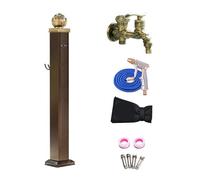 Water Column Garden Faucet Garden Water Column with Hose Bracket, Outdoor Water Fountain Courtyard Retro Post Faucet, Yard Hydrant Water Feature Fountain Suitable for Car (Brown 114cm/45in)