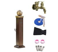 Water Column Garden Faucet Garden Water Column with Hose Bracket, Outdoor Water Fountain Courtyard Retro Post Faucet, Yard Hydrant Water Feature Fountain Suitable for Car (Brown 72cm/28in)