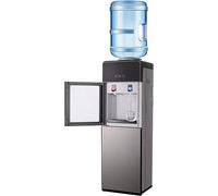 Water Cooler Dispenser with Child Safety Lock,Hot & Cold Top Loading 5 Gallons Water Coolers for Home & Office-Removable Drip Tray & Storage Cabinet Included-Excluding water bucket
